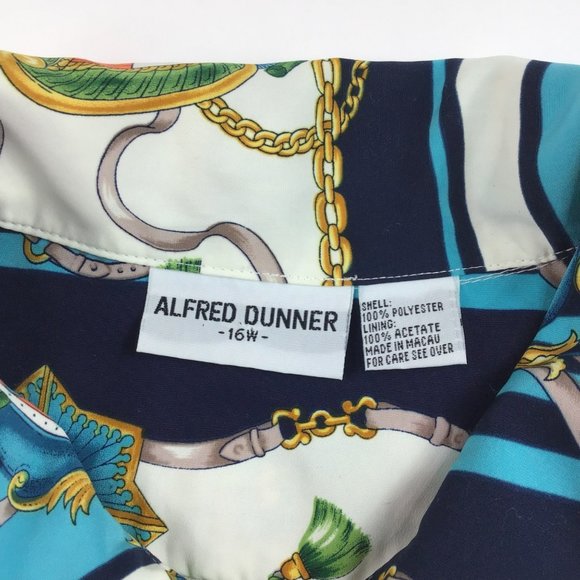 vintage womens jacket Alfred Dunner 16W nautical chain print bomber full zip 90s - Picture 5 of 16